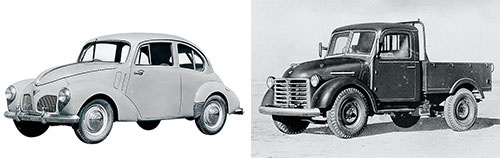 <b>トヨタのSA型乗用車(左)とSB型トラック</b>(写真提供=トヨタ)