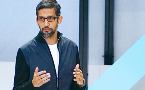<b>AutoMLを発表したグーグルのスンダル・ピチャイCEO (最高経営責任者)</b>