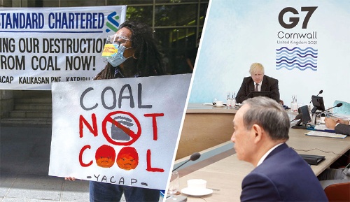 <span class="fontBold">写真左:石炭火力発電は温暖化を助長するとして、各国で猛抗議を受けるようになった<br>写真右:主要7カ国(G7)は石炭火力への公的資金支援を停止すると合意した</span>(写真=左:AFP/アフロ、右:YONHAP NEWS/アフロ)