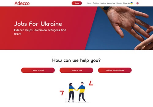 アデコが立ち上げたウクライナ避難民向けの就労支援サイト
