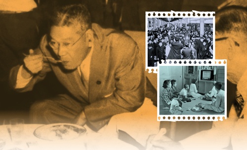<span class="fontBold">1950年代から60年代にかけ、テレビなどの家電は人々に希望をもたらした。当時の池田勇人首相(左)は「所得倍増計画」を打ち出し、日本経済は右肩上がりの成長を描く黄金期へと入っていく</span>(写真=3点:共同通信)