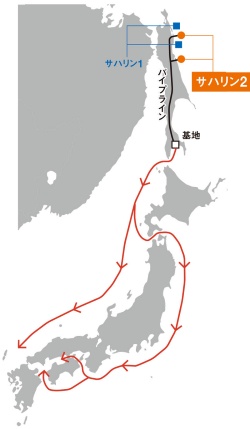 サハリン2から日本へのLNG船ルート