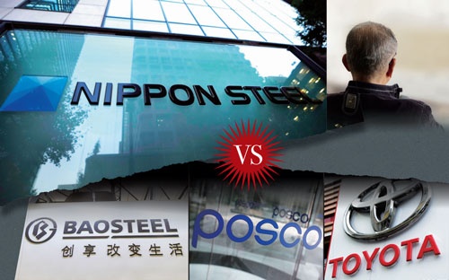 日本製鉄は、虎の子の電磁鋼板関連技術の漏洩に関わったとみる元技術者や企業を相次いで提訴している（写真=左上（日本製鉄）：AP/アフロ、左下（宝山鋼鉄）：アフロ、中下（ポスコ）：ロイター、右下（トヨタ）：AFP/アフロ）