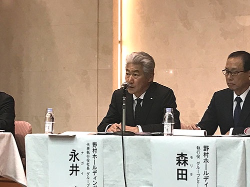 会見で「忸怩(じくじ)たる思い」と語った野村ホールディングスの永井浩二CEO