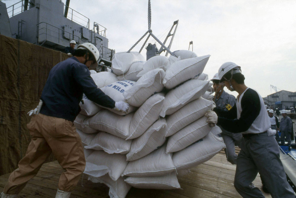 1993年の冷害で、政府は米カリフォルニア米の緊急輸入に踏み切った（写真：Fujifotos/アフロ）