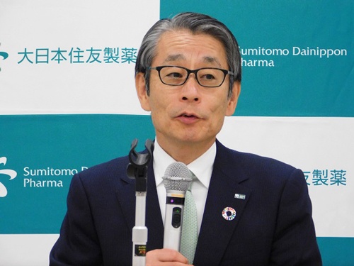ロイバントとの提携を発表した大日本住友製薬の野村博社長