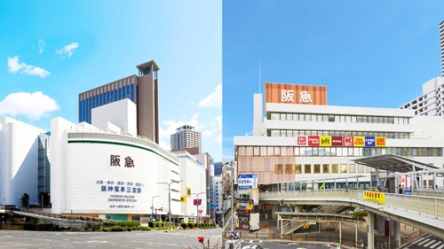 現在の神戸阪急（左）と高槻阪急（右）