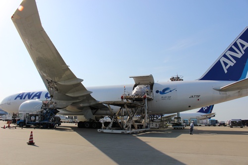フランクフルト行きの貨物便に使う米ボーイング「777F」は最大約100トンを積載できる貨物専用機