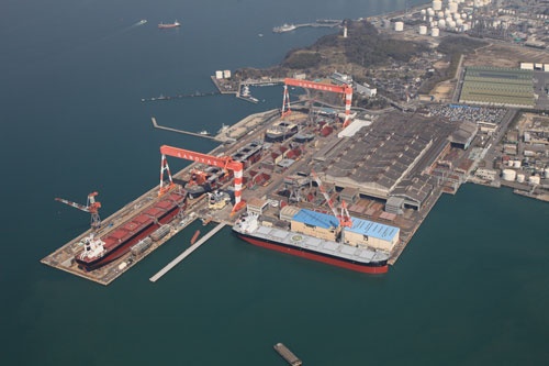 サノヤス造船の水島製造所（岡山県倉敷市）。新来島どっくに譲渡される