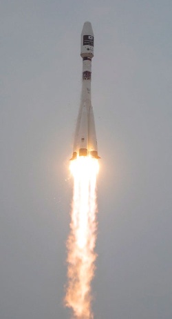 アストロスケールの宇宙デブリ除去の実証衛星「ELSA-d」はロシアのソユーズロケットで３月に打ち上げられた（提供：アストロスケール、以下同）