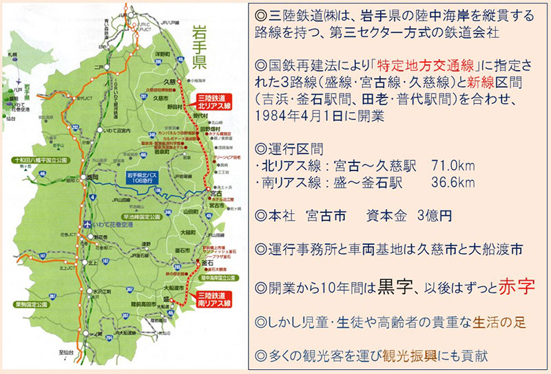 三陸鉄道の概要。2011年3月当時（提供：三陸鉄道）