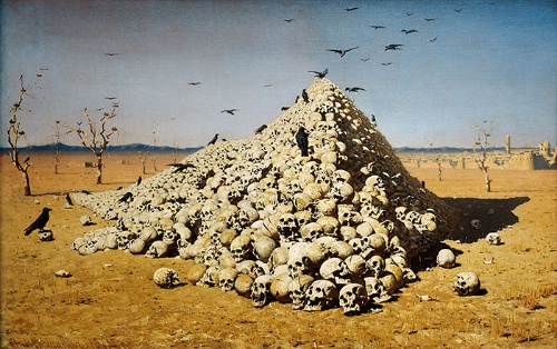 ヴァシーリー・ヴァシリエヴィチ・ヴェレシチャーギン『戦争礼賛』（1871）The Apotheosis of War（写真：ALBUM/アフロ）