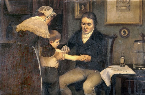 アーネスト・ボード『少年に予防接種するジェンナー』Dr Jenner performing his first vaccination on James Phipps(1910)(写真:Alamy/アフロ)