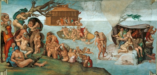 ミケランジェロ・ブオナローティ　システィーナ礼拝堂天井画（一部）The Deluge1508～1512（提供：ALBUM/アフロ）