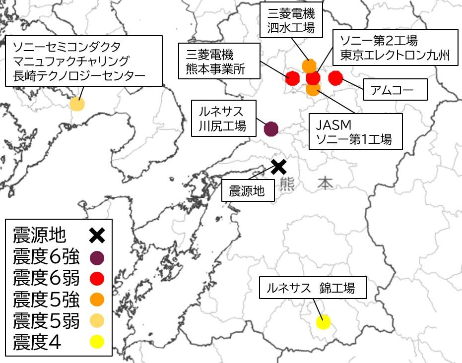 熊本地震でルネサスやソニーセミコンが生産停止、TSMCは新工場建設中断