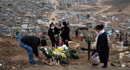 コロナ犠牲者を悼む（ペルー・リマ、写真：Angela Ponce）
