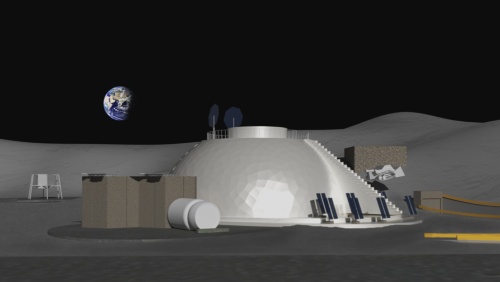 月面に立つOUTSENSEの建造物のイメージ図