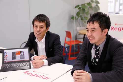 寺田倉庫執行役員の月森正憲さん（左）とサマリーCEOの山本憲資さん（写真：尾関裕士、以下同）