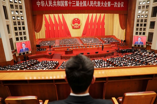 3月5日に開幕した全人代では、中国の将来を大きく作用する憲法改正が採択される見通しだ(写真=ロイター/アフロ)