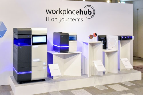 コニカミノルタが展開を予定する「Workplace Hub」。画像はもちろん、オフィスなどの現場で散在するデータをすべて集約して解析するハブとなる