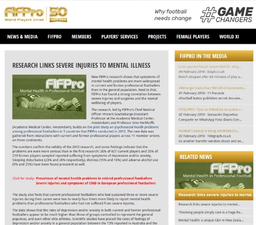 国際プロサッカー選手会（FIFPro）のサイト