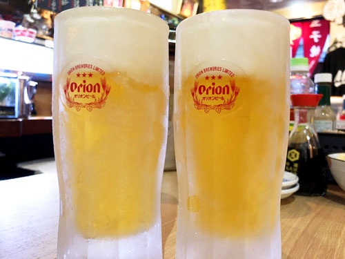 キンと冷えたオリオンビール。最高です。沖縄楽しいです。