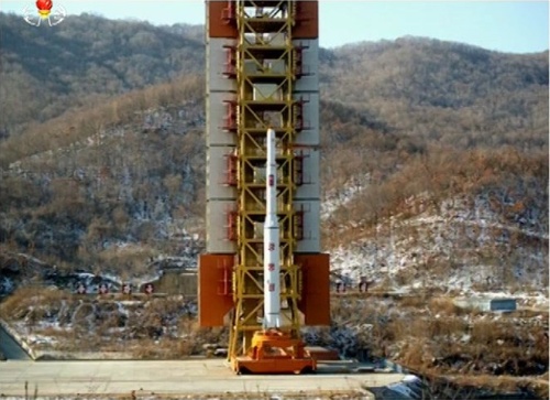 北朝鮮が今回の打ち上げ発表のため公開した静止画。動画は前回2012年12月の打ち上げ時の映像の流用だった。