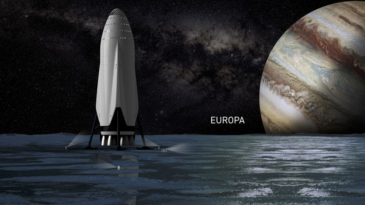 木星の衛星エウロパに降りる。（画像：スペースX）