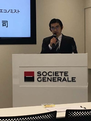 ソシエテ・ジェネラル証券のチーフエコノミスト、会田卓司氏。エコノミストとしてメリルリンチ日本証券やヘッジファンドなどでの勤務を経て現職。
