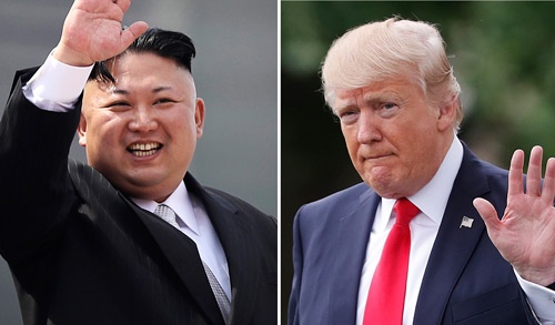 北朝鮮の金正恩委員長（左）とトランプ米大統領。チキンレースの軍配はどちらに上がるか（写真：AP/アフロ）