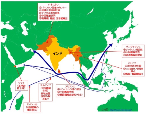 図3：インド洋における中国の海洋関連活動