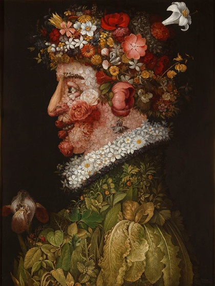ジュゼッペ・アルチンボルド《春》(1563年、油彩、板、マドリード、王立サン・フェルナンド美術アカデミー美術館蔵 © Museo de la Real Academia de Bellas Artes de San Fernando. Madrid)