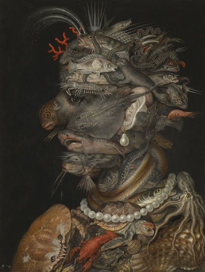 ジュゼッペ・アルチンボルド《水》(1566年、油彩、板、ウィーン美術史美術館蔵 © KHM-Museumsverband)