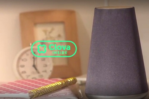 LINEが今夏に発売するスマートスピーカー「WAVE(ウェーブ)」。語りかけると、AIの「Clova(クローバ)」が様々な情報や機能を返してくれる(LINEのプロモーションビデオから)