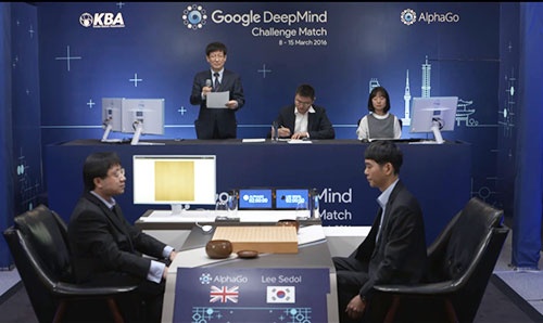 李世ドル九段(右)とアルファ碁の対決は誰も予想していない結果に終わった(提供:Google)