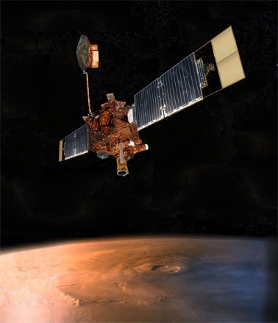 マーズ・グローバル・サーベイヤーの想像図。(Image:NASA/JPL)