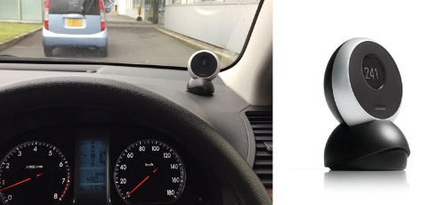 オプテックスの「セーフメーター」は、ダッシュボードの上などに取り付けて使う。安全運転を「続けたくなる」ように、スムーズな運転を続けた回数を運転者に見せる