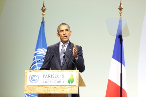 「米国は地球温暖化を引き起こした者として、なすべきことをする」とCOP21開幕で話した米オバマ大統領。パリ協定への早期の批准に意欲を見せる(写真:UNFCCC)