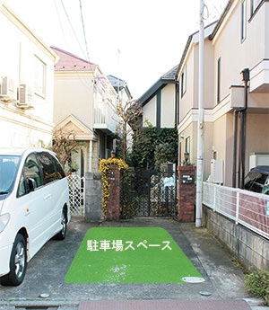 東京都杉並区にある戸建て駐車場。住人はクルマを持っておらず、半年前から1日レンタルを開始している
