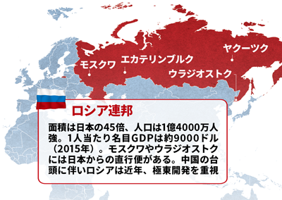 <span class="nbdf386">「近くて遠い国」のイメージも根強い<br />●ロシアの主要都市</span>