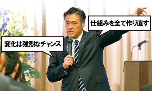 玉塚氏の指揮下で改革が始まる<br/>●入社式で伝えたトップのメッセージ
