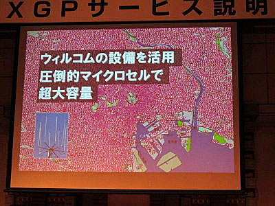 ウィルコムの資産を一部引き継いだソフトバンク傘下のWireless City Planningは、ウィルコムのマイクロセル基地局資産を活用してTD-LTE互換のAXGPネットワークを構築。「Softbank 4G」として活用されている。写真は2012年1月18日の同社AXGPサービス説明会より