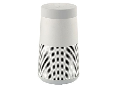 今回使った「SoundLink Revolve Bluetooth speaker」。高さ152×幅82mm、重さ670g。IPX4準拠の防滴仕様。色は写真の「ラックスグレー」と「トリプルブラック」の2色