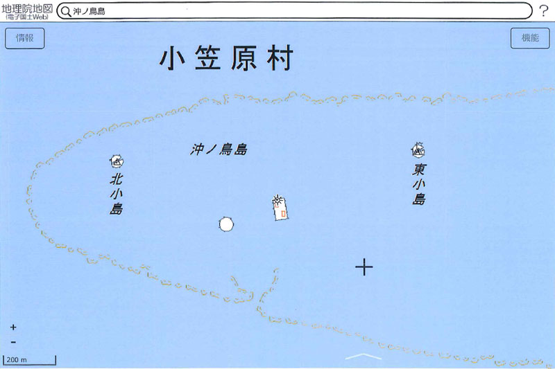 沖ノ鳥島地形図(出典:国土地理院「地理院地図(電子国土Web)」より)