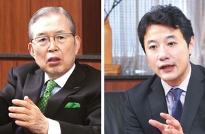 永守重信氏(左)入山章栄氏(右)(写真:山田 哲也)