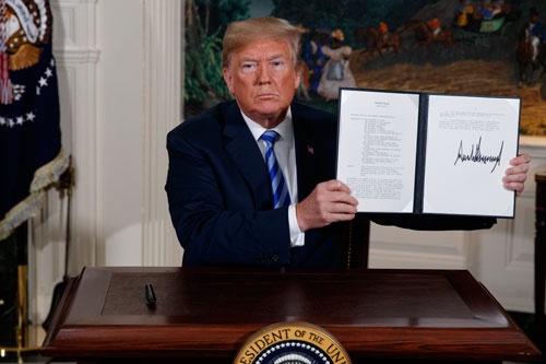 トランプ米大統領は、イラン核合意からの離脱を発表した(写真=AP/アフロ)