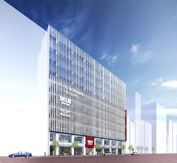 19年に開業予定のMUJI HOTEL(仮称)の完成予想図。新設する無印良品の旗艦店と同じ建物にオープンする。