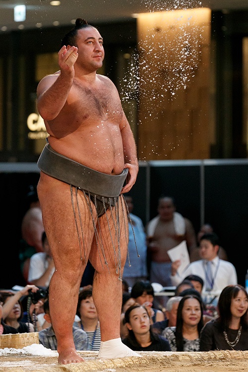 大相撲初場所で平幕優勝（14勝1敗）を果たしたジョージア出身の栃ノ心（西前頭3枚目）。（写真は2017年8月のKITTE場所でのもの＝Rodrigo Reyes Marin/アフロ）