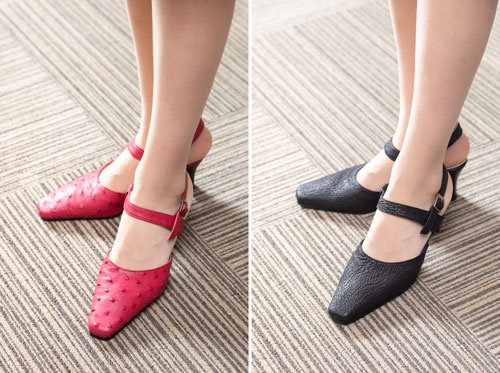 新宿屋の婦人靴。履き心地の良さとデザイン性など、品質の高さが売りだ