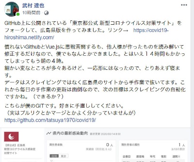 広島版を公開した際の、武村さんのFacebookへの書き込み